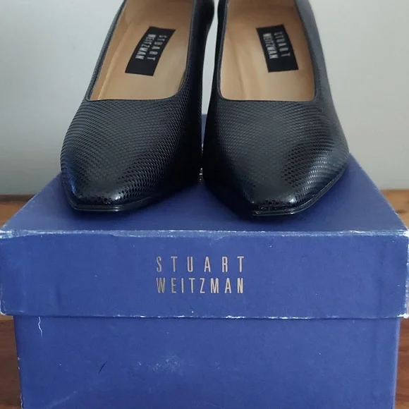 Vintage Stuart Weitzman Ossarah Chex Calf Heels 10.5 AA Womens Black - Picture 8 of 13